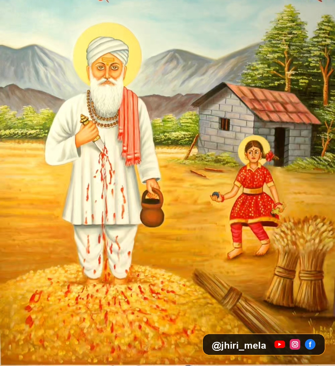 Supreme Sacrifice on the Heap of Wheat: Baba Jitto Ji & Bua Kodi Ji — कनक के ढेर पर सर्वोच्च बलिदान — बाबा जित्तो जी एवं सती बुआ कोड़ी जी | Dogra Heritage Sacred Art